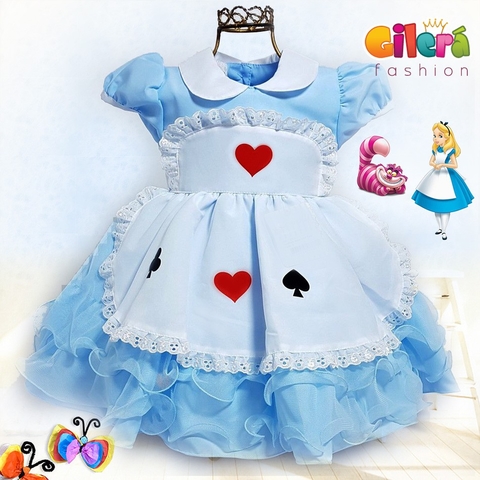 Vestido Infantil de Festa Tema Alice no País das Maravilhas