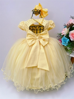 Vestido Infantil Amarelo Renda com Aplique de Borboletas na internet