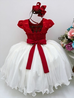 Vestido de princesa de festa de renda elegante infantil para meninas  primavera verão meninas primeiro (vermelho, 5-6 anos)