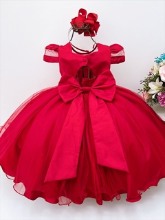 Vestido Infantil Vermelho Voal para Festas Casamento na internet