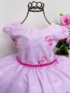 Vestido Infantil Festa LoL Rosa Flores e Pérolas Luxo Princesas - comprar online