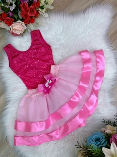 FANTASIA ROUPA ANIVERSARIO BARBIE LUXO SAIA TUTU ROSA INFANT