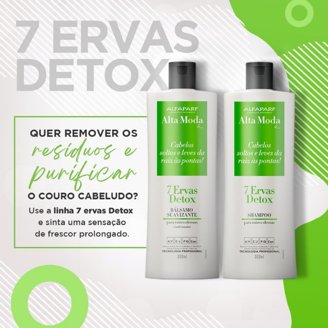 Kit Shampoo Condicionador Alta Moda 300 Ml Cada 7 Ervas Detox