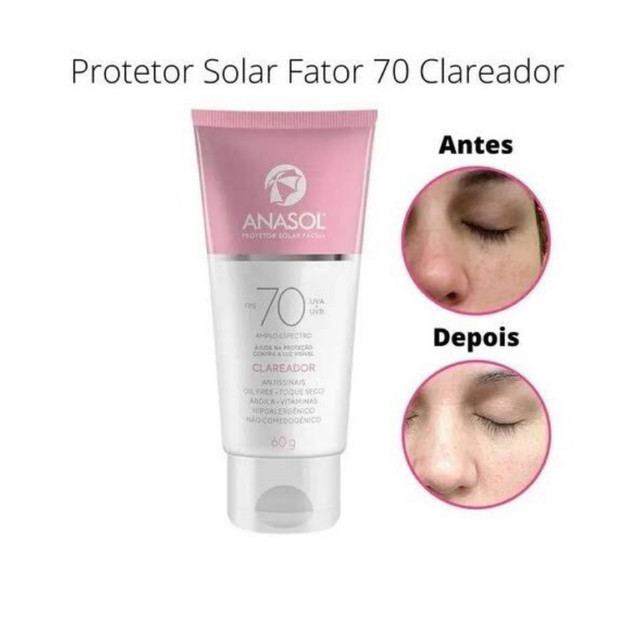 Protetor solar facial clareador FPS70 Anasol - 60g