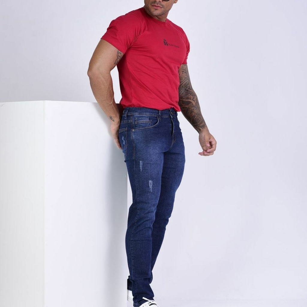 Calça Jeans Masculina - Jeans Escura com Esfoliações COD: 40.050