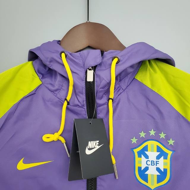 Blusa Corta Vento Seleção Brasileira Nike - Amarelo, Roxo e Preto