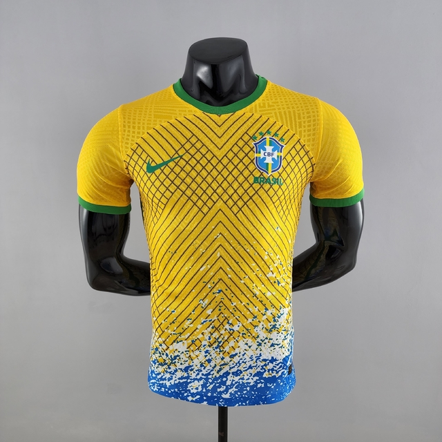 Camisa Brasil Concept 22/23 Jogador Nike Masculina - Amarela e Azul