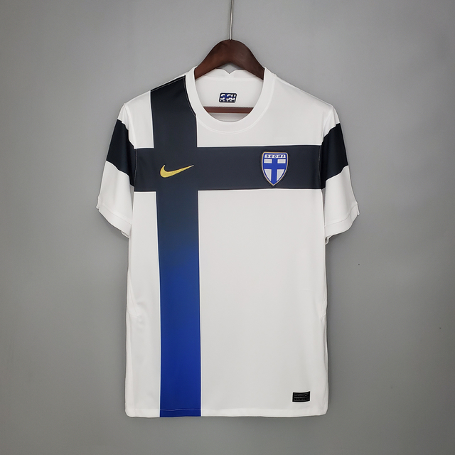 Camisa Finlândia I Home 20/21 Torcedor Nike Masculina - Branca e Azul