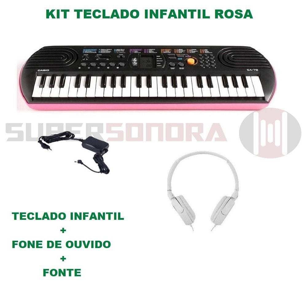 Teclado Infantil Casio Sa77 44 Mini Teclas Cinza