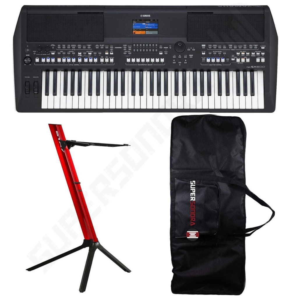 Kit Teclado Yamaha PSR-SX600 Suporte Saty 2010 e Bag Multisom