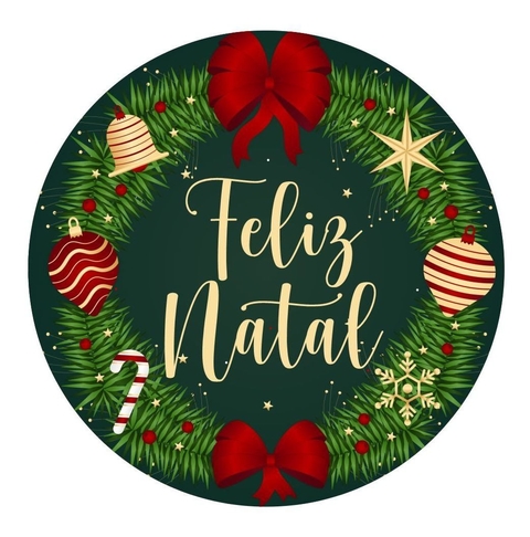 Painel Tecido Redondo Feliz Natal Decoração Festa Painel Tecido Redondo Feliz Natal Decoração Festa