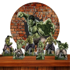 Painel Tecido Redondo + 6 Displays Hulk