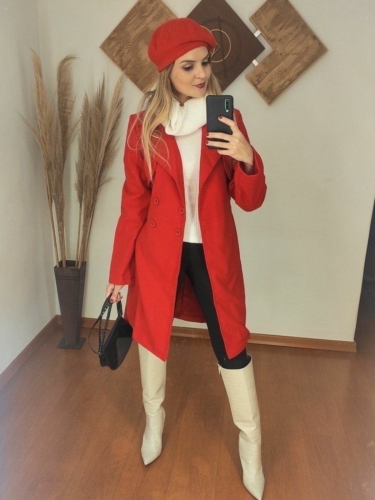 Casaco vermelho longo - Comprar em Dama Liz Boutique