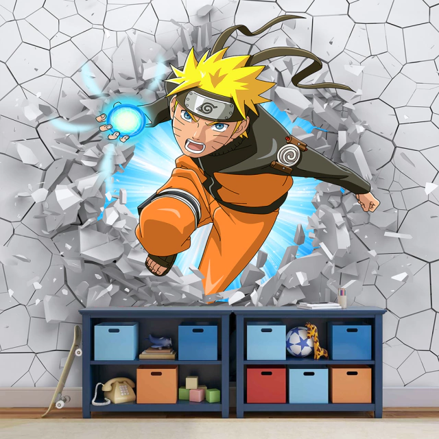 Papel de Parede Infantil Tema Desenho Anime Naruto 3D Para Meninos