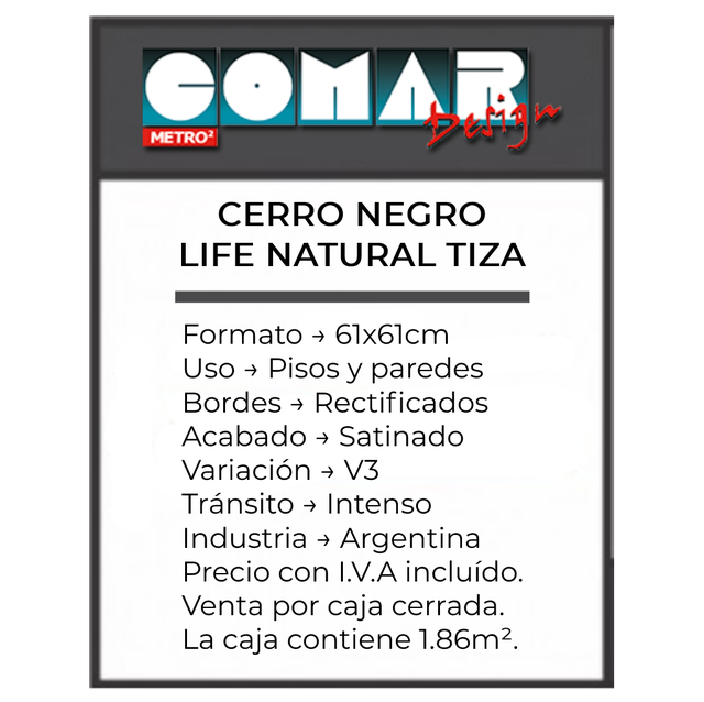 CERRO NEGRO LIFE TIZA NATURAL - 61x61 - ComarDesign