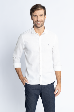 Camisa Slim Fit em Linho Branco - comprar online