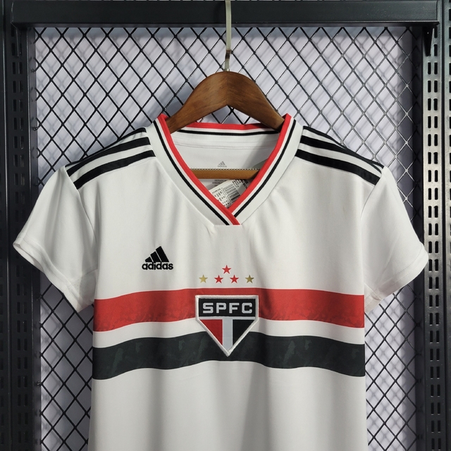 Camisa São Paulo I 22/23 Torcedor Adidas Feminina - Branco e Vermelho