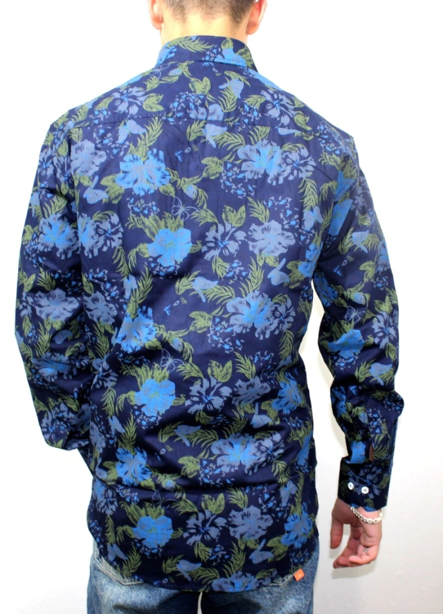 CAMISA FLORAL MASCULINA USO COUNTRY AZUL