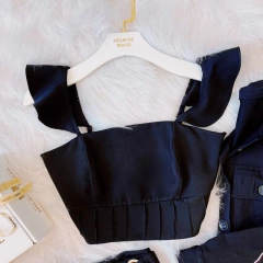 CROPPED ALFAIATARIA MB FABIANE ( COR PRETO) - Melrose Brasil