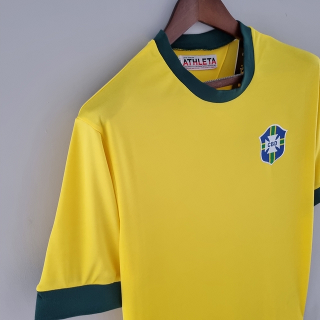 Camisa Retrô 1970 Seleção Brasileira I Masculina - Amarelo e Verde