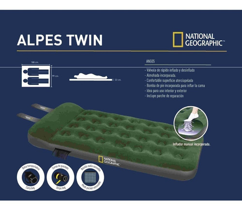 COLCHON INFLABLE ALPES TWIN NATIONAL GEOGRAPHIC