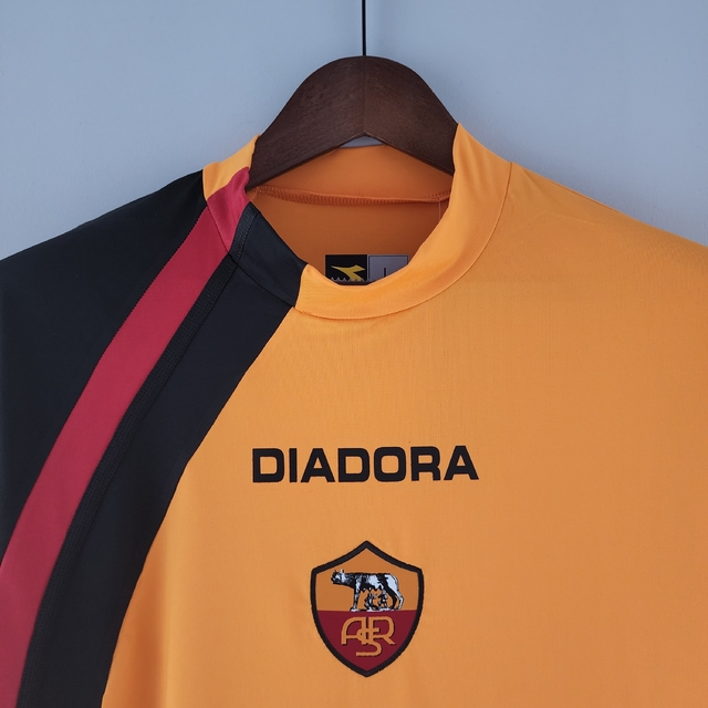 Camisa Roma home laranja manga longa 05/06 - Torcedor Nike - Masculina
