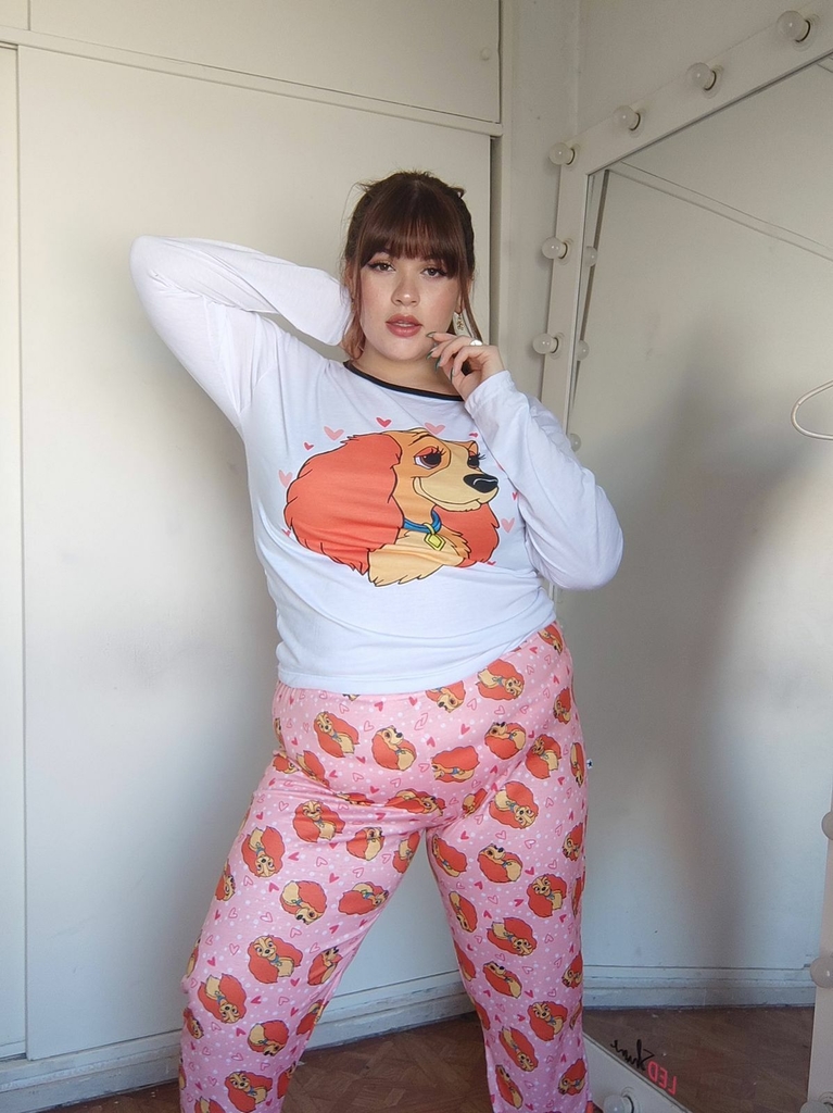 Pijama curvy plus size damita manga larga y pantalón
