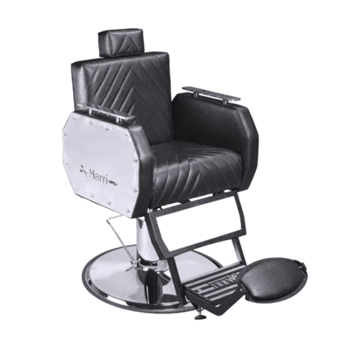 Cadeira Barbeiro Salão Reclinável Dubai Barber C/ Pé Cromado - R$ 2.959