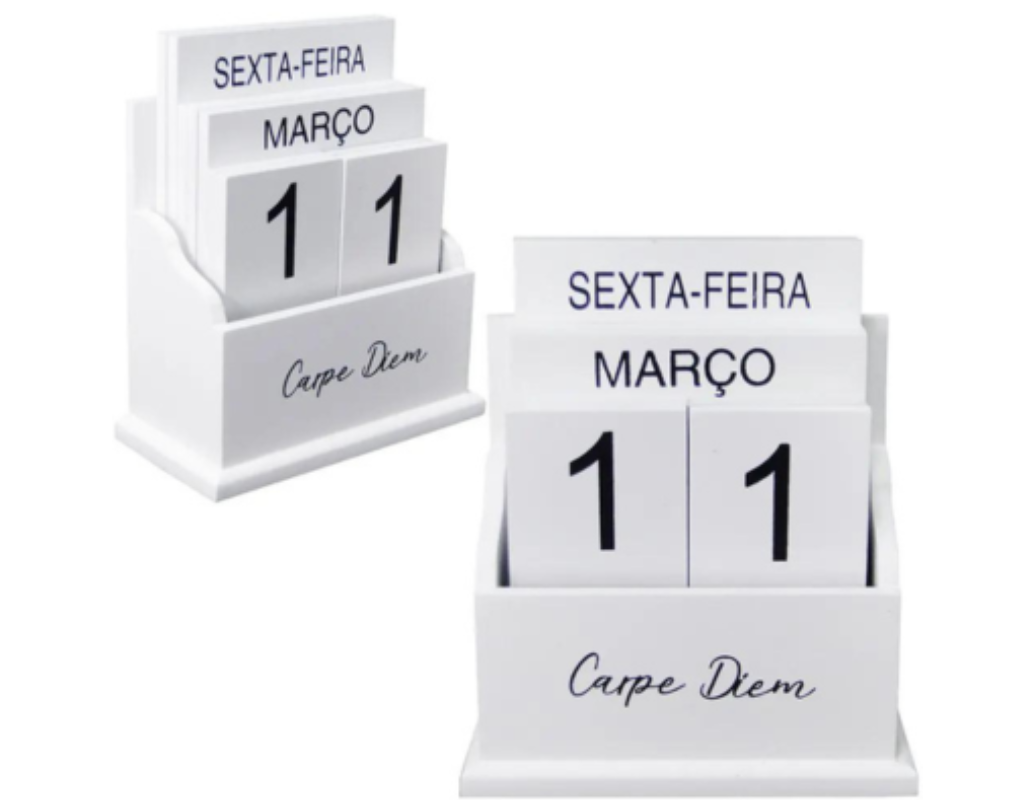 Cative! Presentes & Decorações - Calendário Permanente de Mesa Para Hoje  Determinação