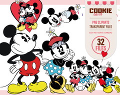 Mickey & Minnie Vintage disney Png Clipart Digital
