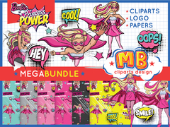 Barbie MEGA BUNDLE, CLIPARTS, PAPERS, SVG & ALPHABETS