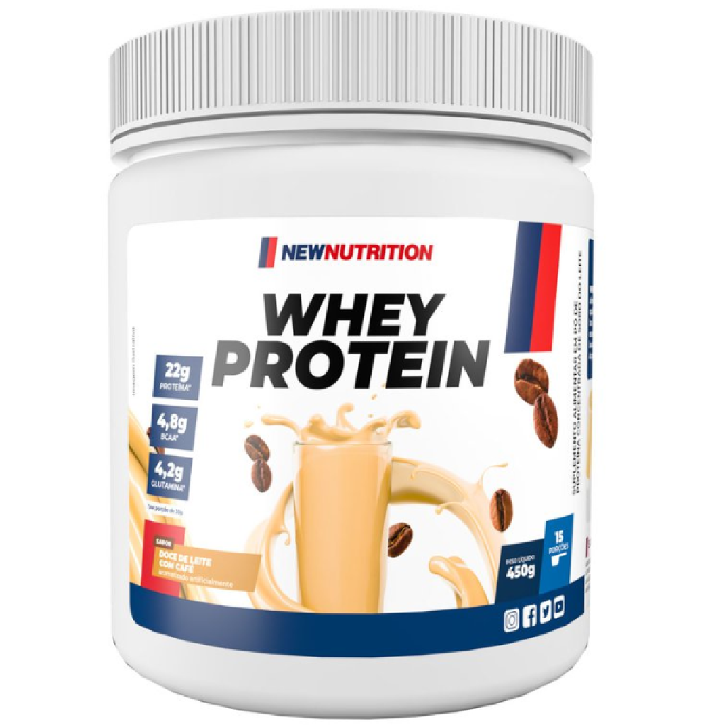 Whey Protein Concentrado NewNutrition 450G Sabor Doce de Leite com Café