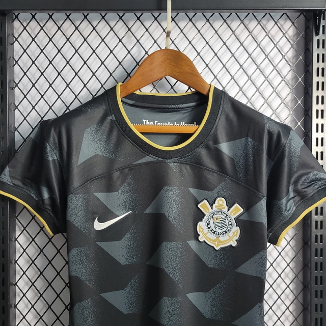 Camisa Corinthians Away 22/23 - Torcedor Nike Feminina Preta com dourado