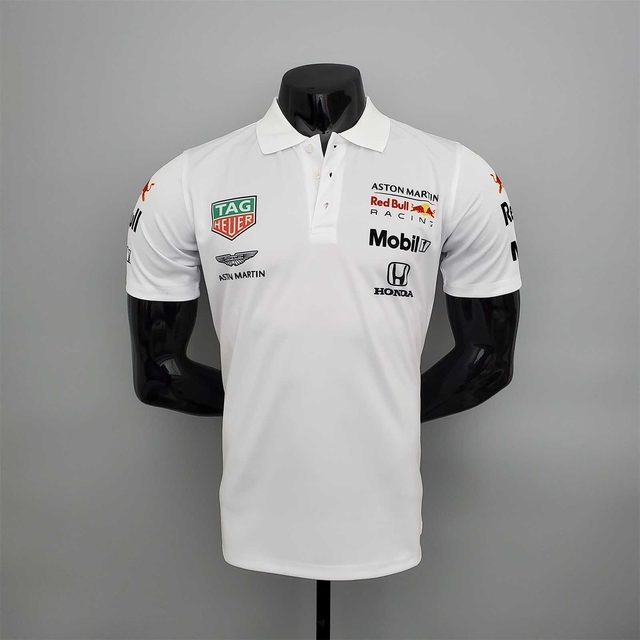 Camisa F1 - Red Bull Racing - Branco Gola Polo