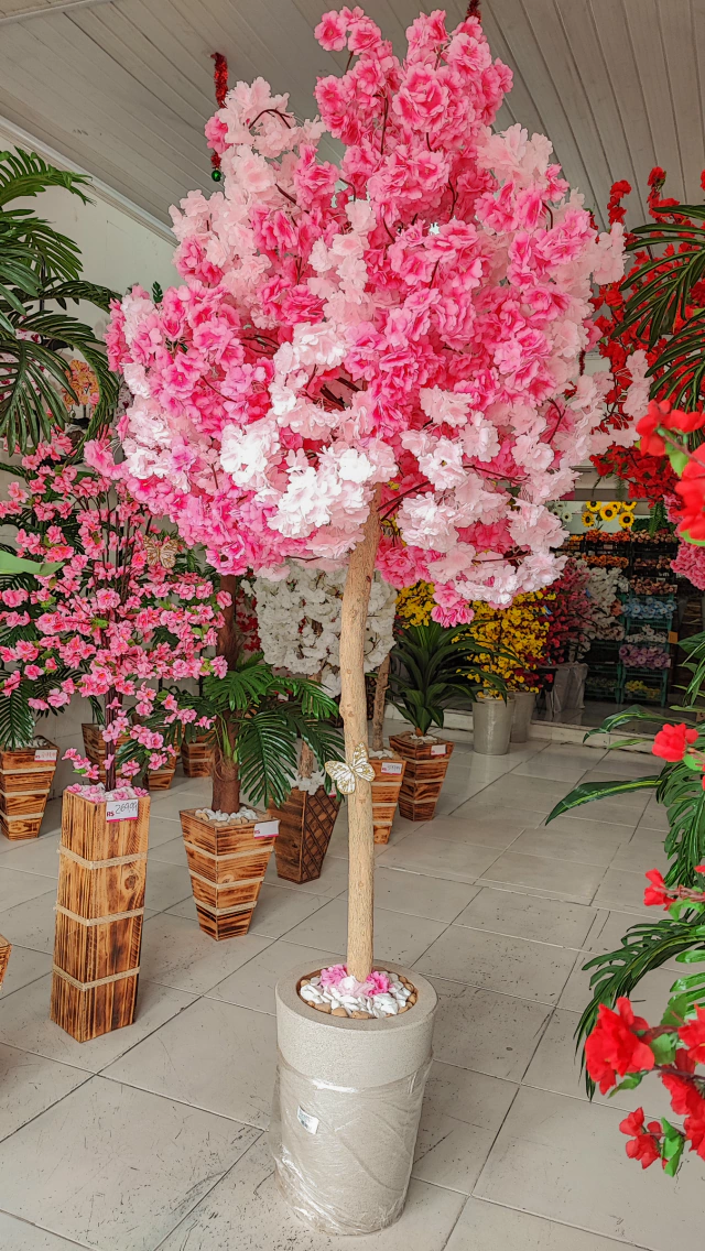 Arvore de Cerejeira Rosa Mesclada Tronco Natural - 2.10cm