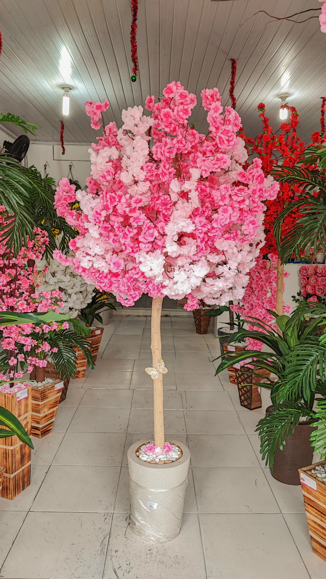 Arvore de Cerejeira Rosa Mesclada Tronco Natural - 2.10cm