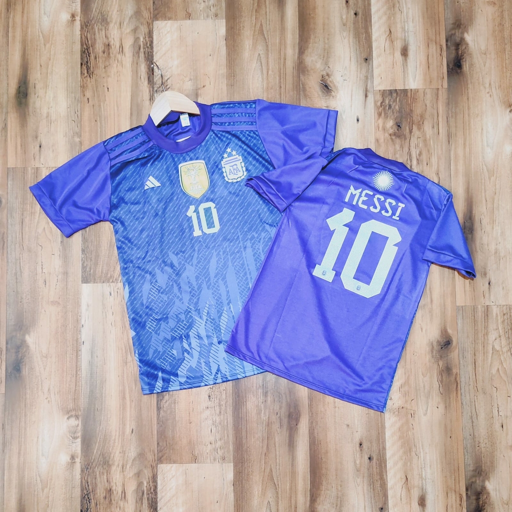 Camiseta violeta Messi niño 3 estrellas