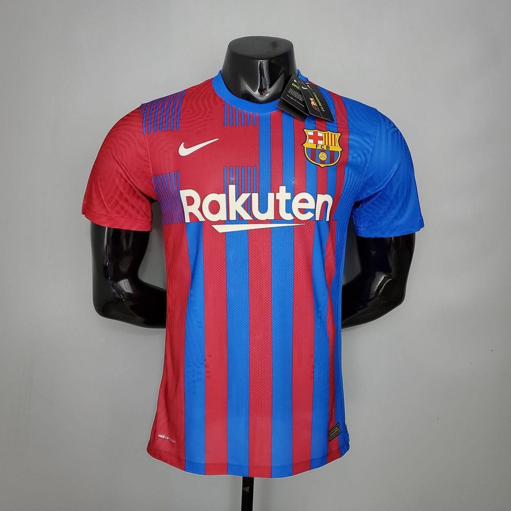 Camisa Barcelona Pré-Jogo 21/22 Nike Masculina - Vinho+Azul