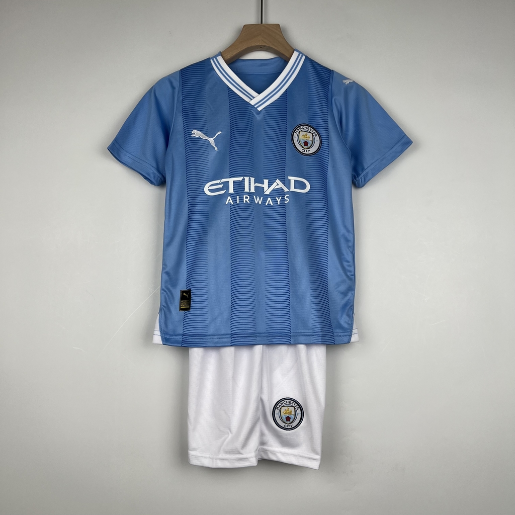 Camisa Infantil Manchester City 2023-2024 Puma Torcedor - Azul
