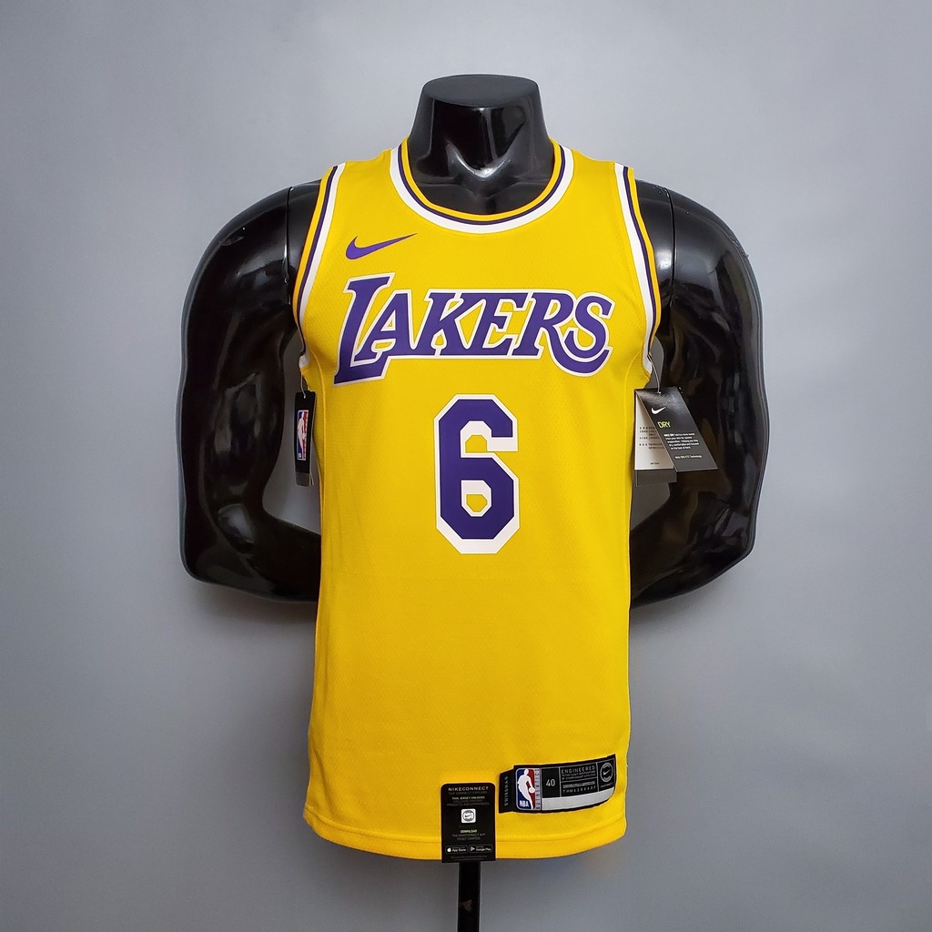 Regata NBA Los Angeles Lakers n°6 LeBron James Nike Masculina - Amarelo e  Roxo