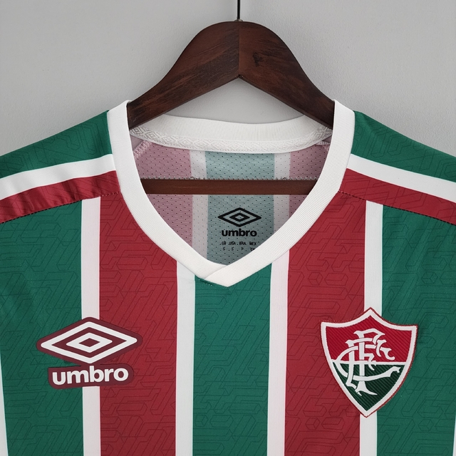 Camisa Fluminense I 22/23 Torcedor Umbro Feminina - Verde, Grená e Branco