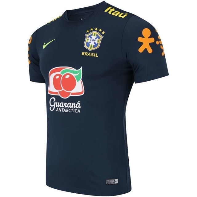 Camisa Seleção Brasileira Treino Todos os Patrocínios Torcedor Nike Masculina - Escuro