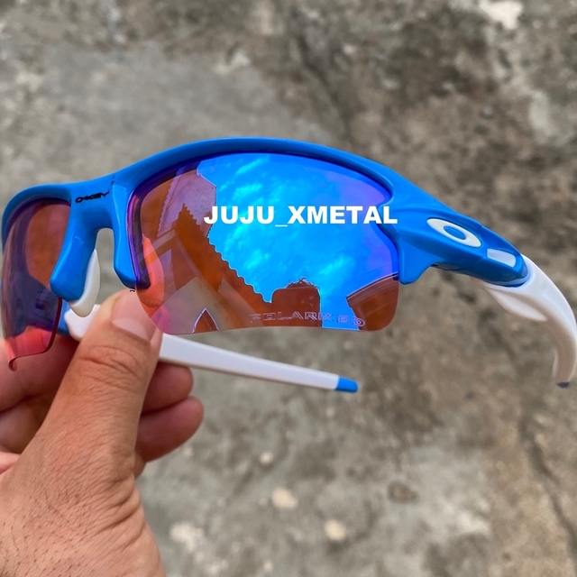 Óculos de Sol Oakley Flak Jacket 2.0 Azul/Branca Lentes Prizm Top