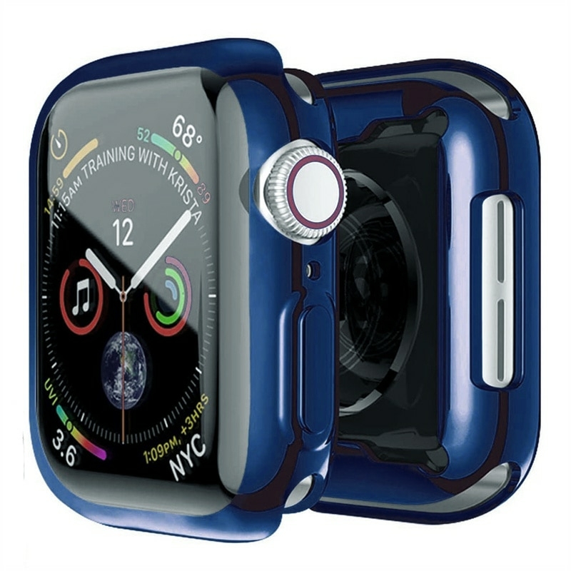 Compre Vidro temperado + capa de relógio para apple watch 8 7 6 se 5 3 4  44mm 40mm protetor de tela iwatch 5 3 2 42mm 38mm capa amortecedora