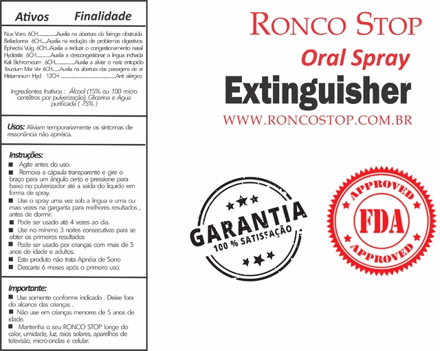 Ronco Stop ® Extinguisher Oral Spray Solução Natural para o Ronco