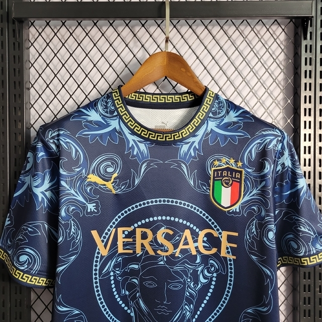 Camisa Seleção Itália Versace - Torcedor Puma Masculina - Azul