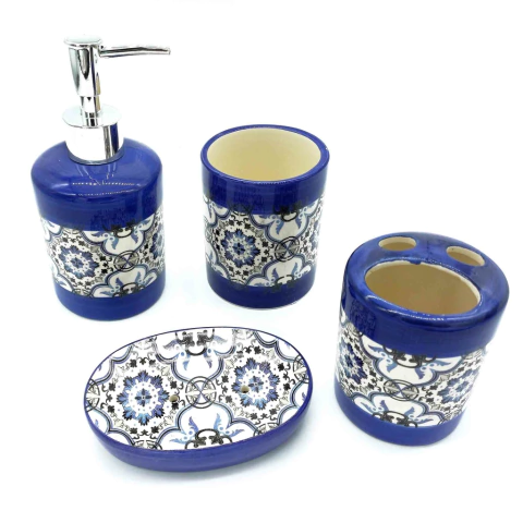 Set de accesorios para baño completo, 4 piezas, diseño Mandalas, 11934