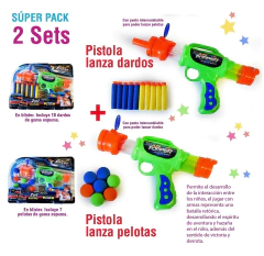 Combo Pistola Lanza Dardos + Pistola Lanza Pelotas 90001