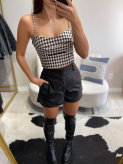 Cropped alças xadrez - loja online