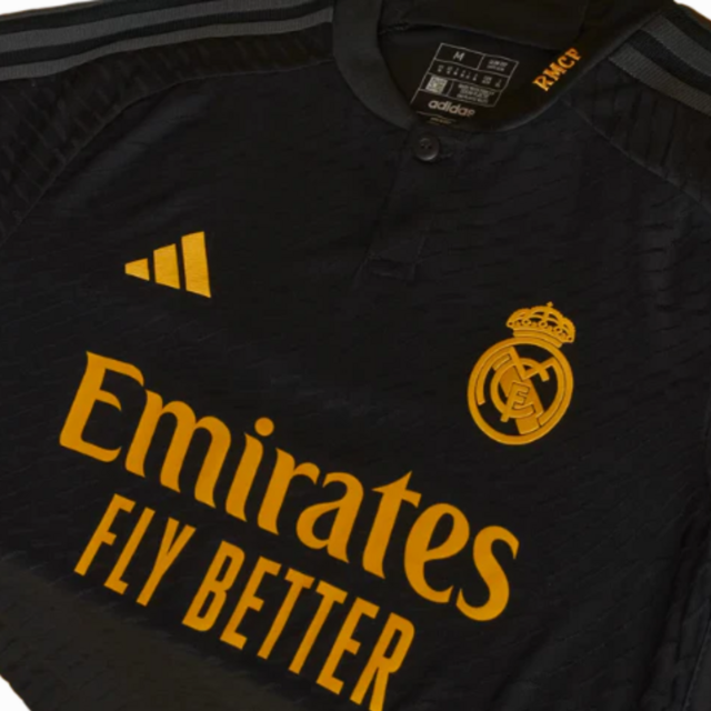 Camisa Real Madrid III 23/24 - Adidas - Masculino Torcedor - Preta e Laranja
